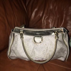 Rare Gucci monogram silver handbag